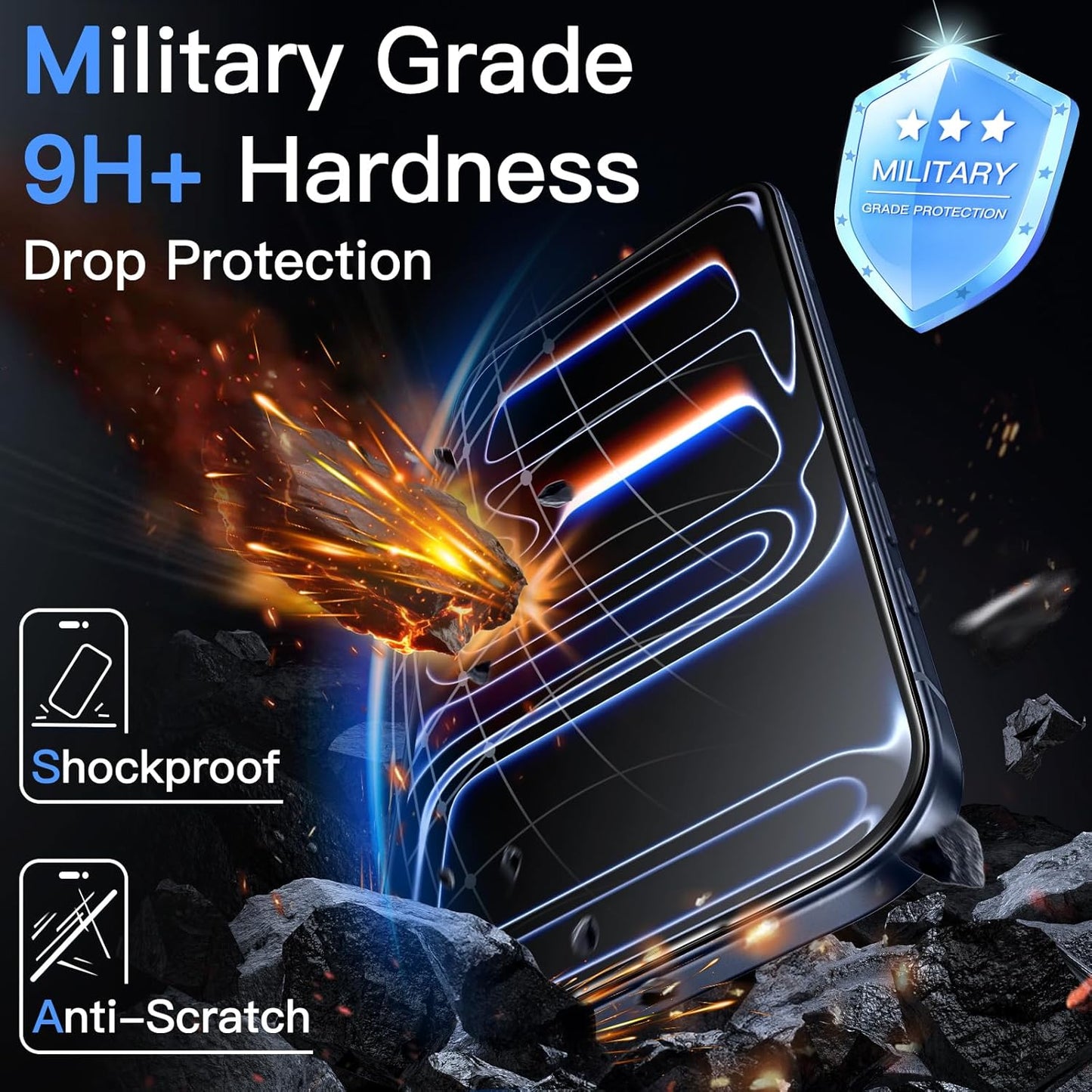 17 6.3" 2-Pack JETech Full Coverage Screen Protector for iPhone Pro, AR Anti-Reflective Coating, Black Edge Tempered