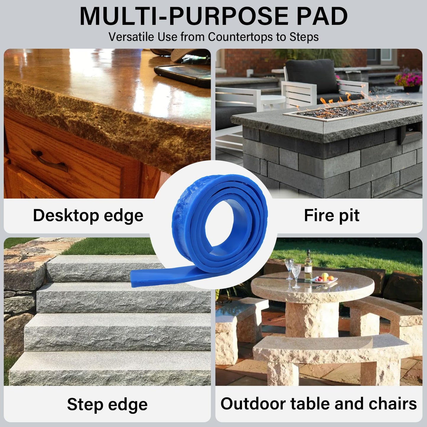Stone Rock Edge Form Liner 102.36 L x 2.17 "W x 0.59 "T Countertop Edge Form Liner Chiseled Concrete Stone Molds for Concrete Countertops Steps, Benches, Fireplaces Edging