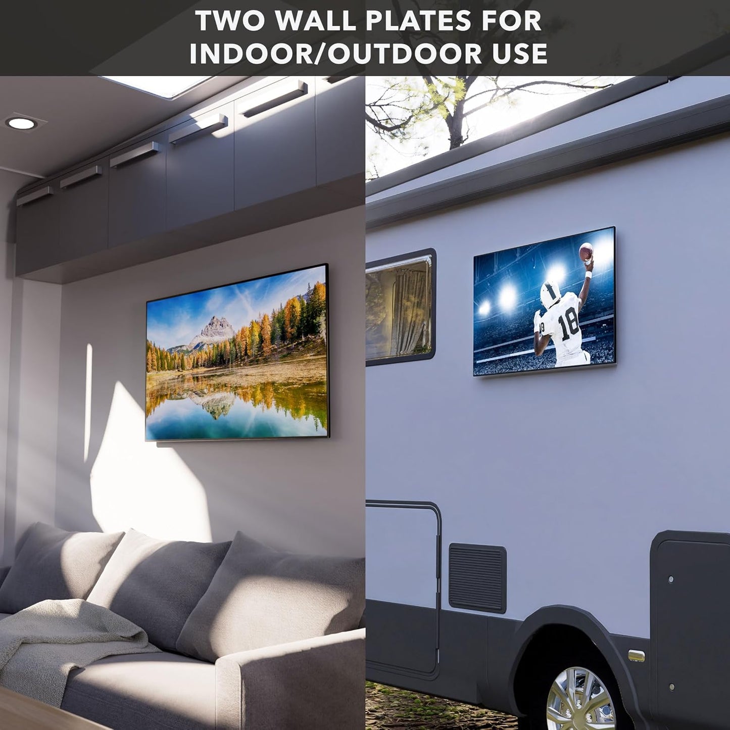 Mount-It! 0.7" 13-43" 30 lbs, 75x75 100x100, RV TV Mount, Rust-Proof Polymer, Dual Wall Plates & Quick-Release