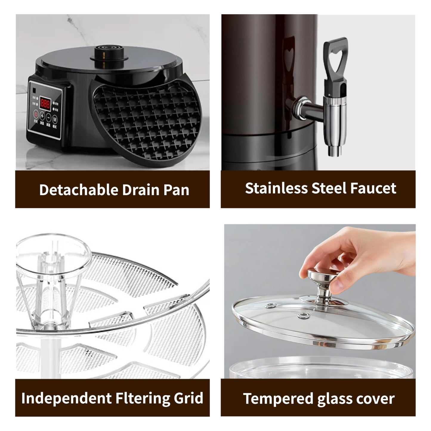 GKFF Commercial Coffee Urn Hot Beverage Dispenser Coffee Maker, Food-grade Plastic 26 L 170 Cups, Hot Chocolate Machine, Electric Percolator for Catering Hot Water for Hot Cocoa, Drink, Tea, Juice