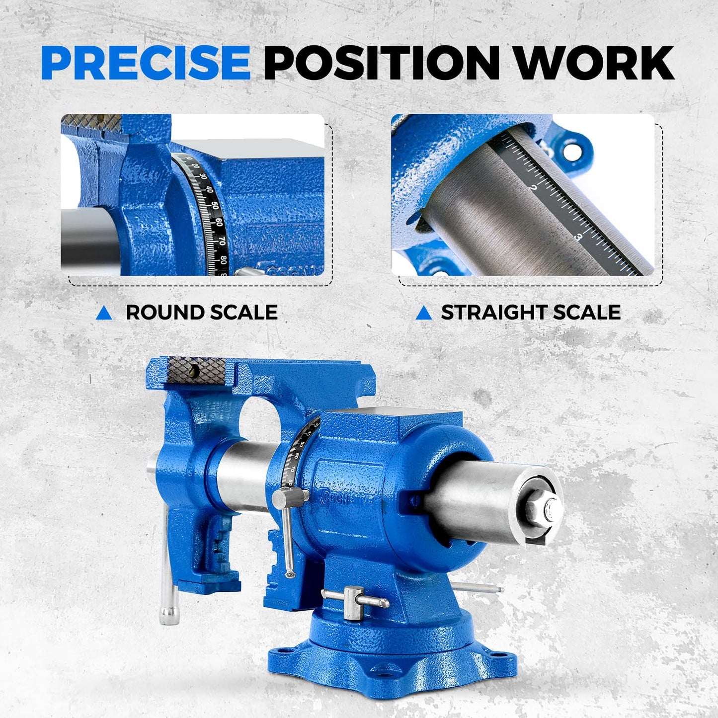 COGNATIVE 5-Inch Heavy Duty Bench Vise Ductile Iron Bench Vise 360° Multi-Purpose Bench Vice with Anvil, Clamp force 4000KG, Blue