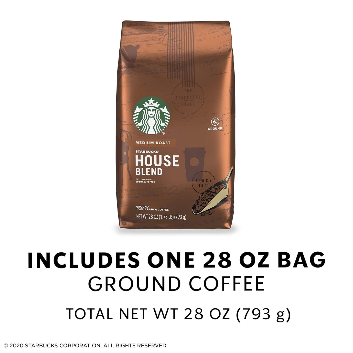 Starbucks Medium Roast Ground Coffee - House Blend - 100% Arabica - 28 oz. Bag