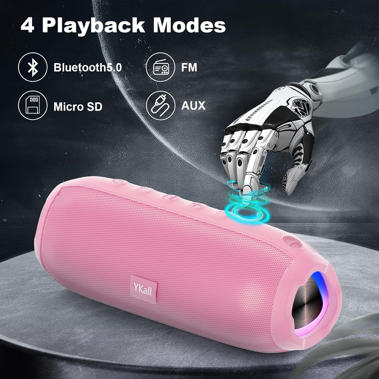 Ykall 20W IPX6 36H Bluetooth Speakers, Portable Bluetooth Speaker Wireless with Loud Stereo Sound, TWS Pairing