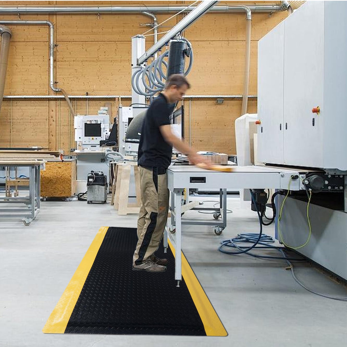 Nisorpa Anti Fatigue Mats Industrial 3' x 5' Ergonomic Standing Mat 15/16" Extra Thick Shop Floor Mat Kitchen Mats Heavy Duty Commercial Diamond Plate Support for Leg & Back Pain