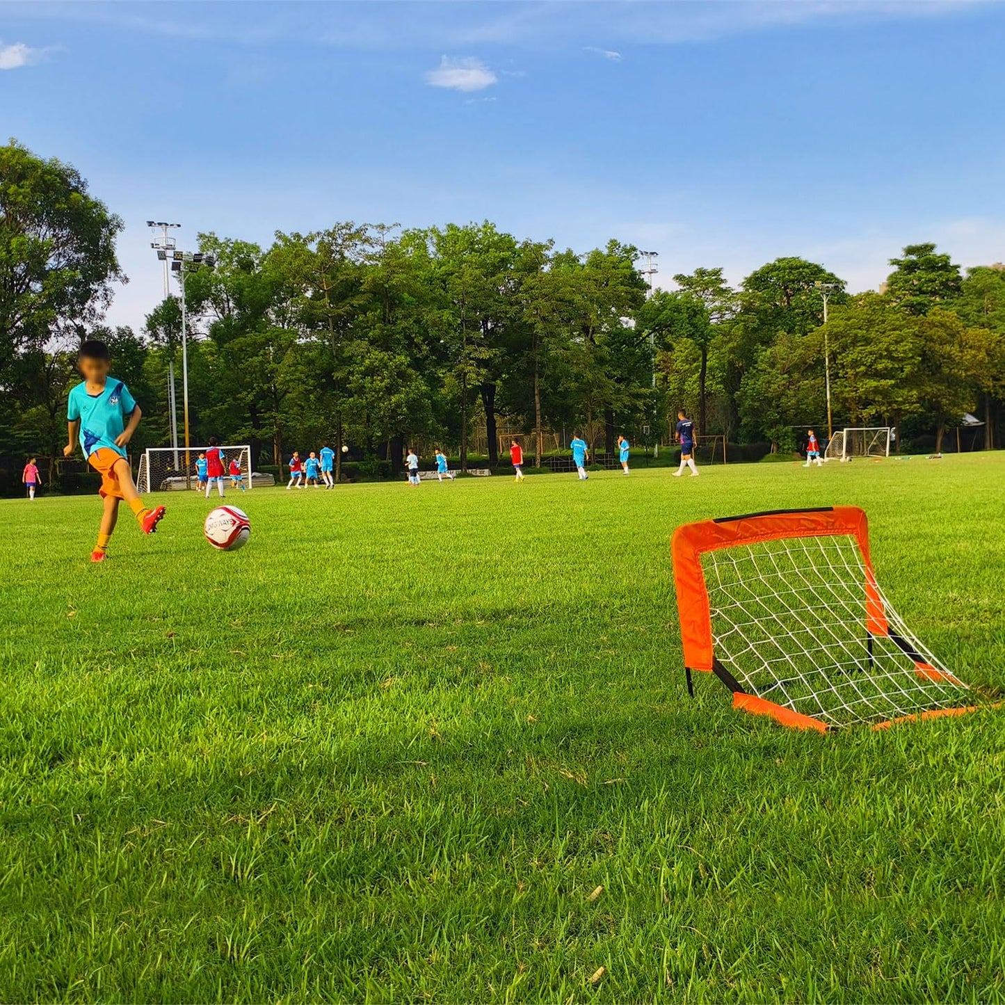 Soccer Goal for Backyard,Mini Soccer Goal with Size 1 Soccer Ball,Pump,Ground Stakes,Carrying Bag, Perfect for Backyard,Court,Field,Easy Set up,Great for All Levels