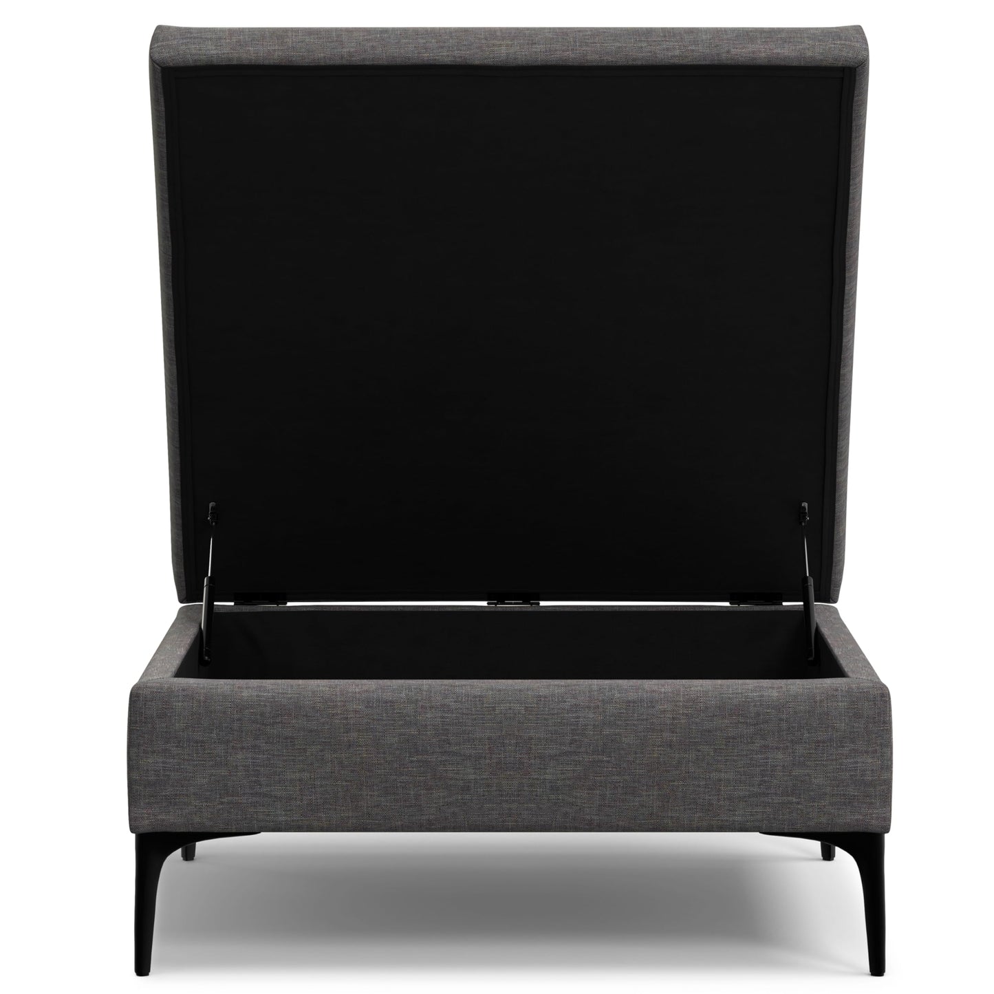 SIMPLIHOME Rebecca 36 inch Wide Contemporary Square Mid Century Coffee Table Storage Ottoman with Lift Up Lid in Slate Grey Polyester Linen, Assembled, For the Living Room, Entryway and Family Room