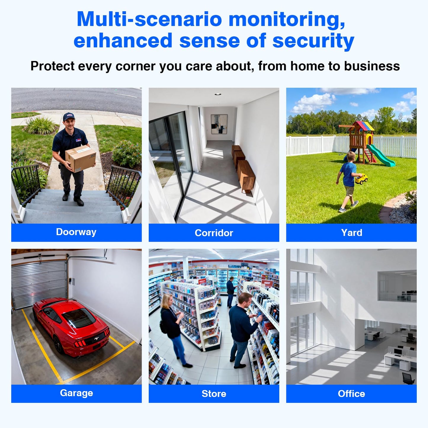 Wireless Security Camera System with 12" Monitor, Human Detection, Floodlight, Siren Alarm, 2-Way Audio, 4PCS 5MP Camera, Expandable 16CH NVR, Home Business Surveillance, 3TB HDD