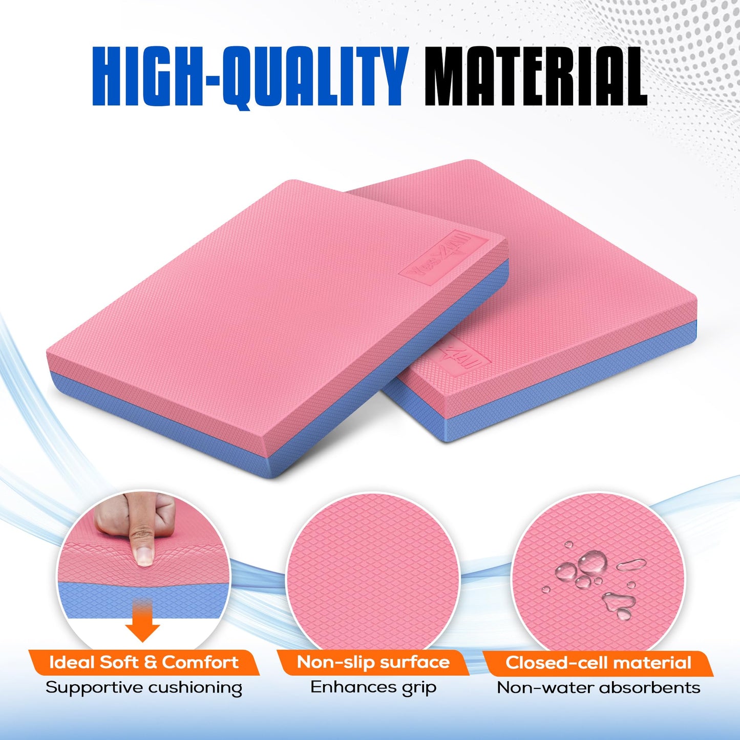 Yes4All Large Foam Balance Pad, Non-Slip Foam Mat for Yoga & Strength Training, Exercise Knee Pad for Floor Workouts, Soft Cushion for Balance Training