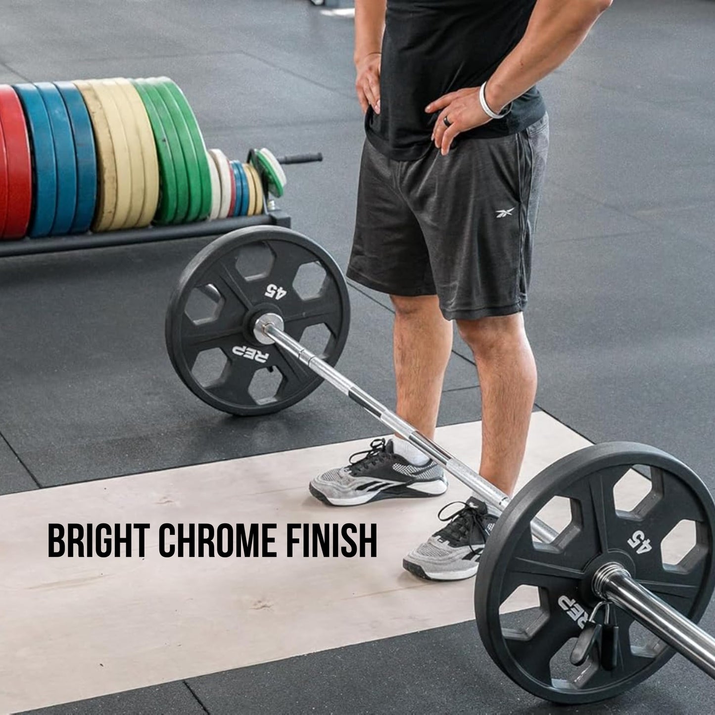 Rep Fitness Delta Basic Bar - versatile barbell perfect for powerlifting, functional fitness, and more - IPF and weightlifting knurl marks, compatible with all standard 2" diameter plates