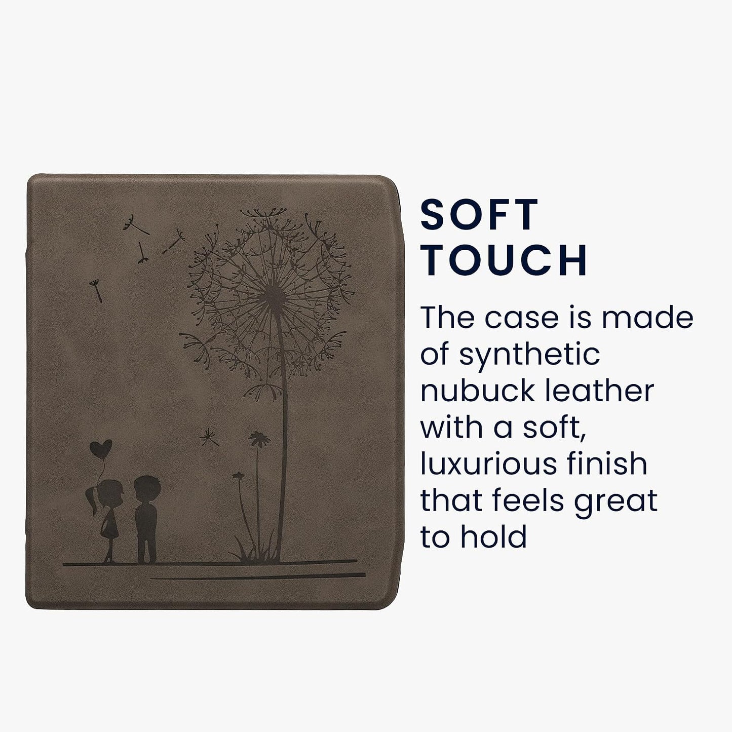 kwmobile Stylish Grey Dandelion eReader Case for Pocketbook Era - Slim & Durable