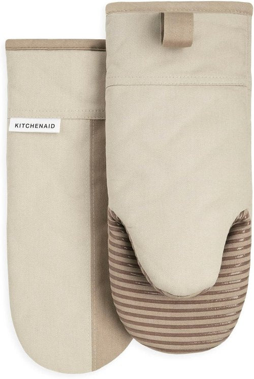 KitchenAid Oven Mitt Set - Two-Tone Non-Slip Design | Milkshake/Beige, 5.75"x13", 2 Pieces