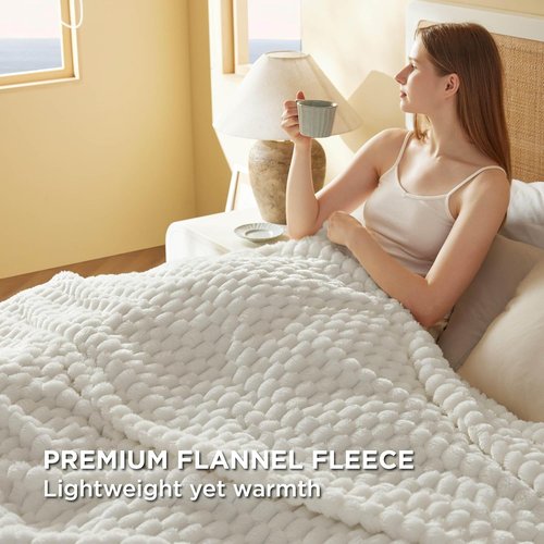 Bedsure King Size Blanket - 350GSM Fluffy Plush Fleece for Cozy Home Decor | Off White, 108x90 Inches