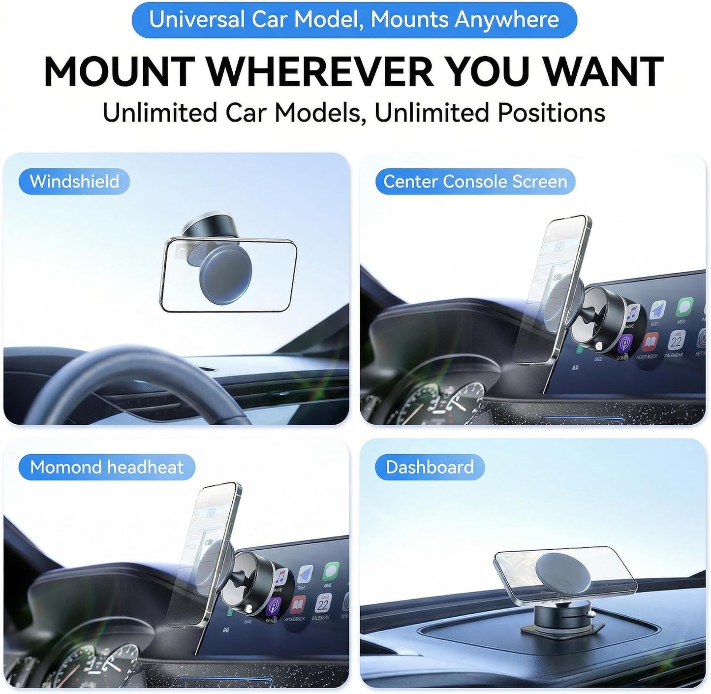 AYAHAIR 360degrees 17 N52 16 15 14 13 12 Vacuum Magnetic Car Phone Mount Rotation Phone Holder for Car Magnets Strong