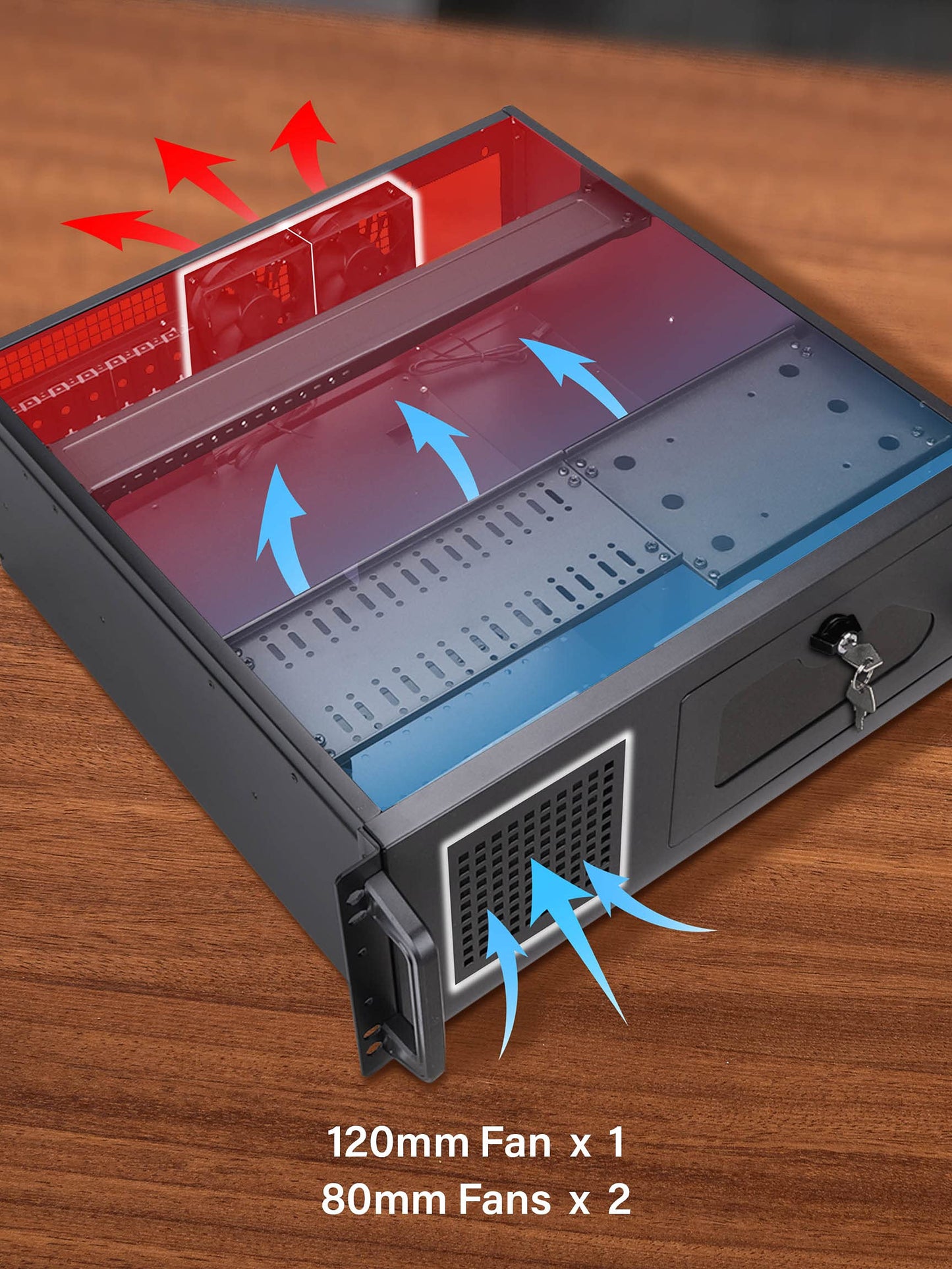 Rosewill 4U Server Chassis Rackmount Case | 7 x 3.5 Bays, 2 x 5.25 Devices| ATX, CEB Compatible | 1 x 120mm PWM Fan, 2 x 80mm PWM Fans | 2 x USB 3.0 | Front Panel Lock and Key | - RSV-R4100U