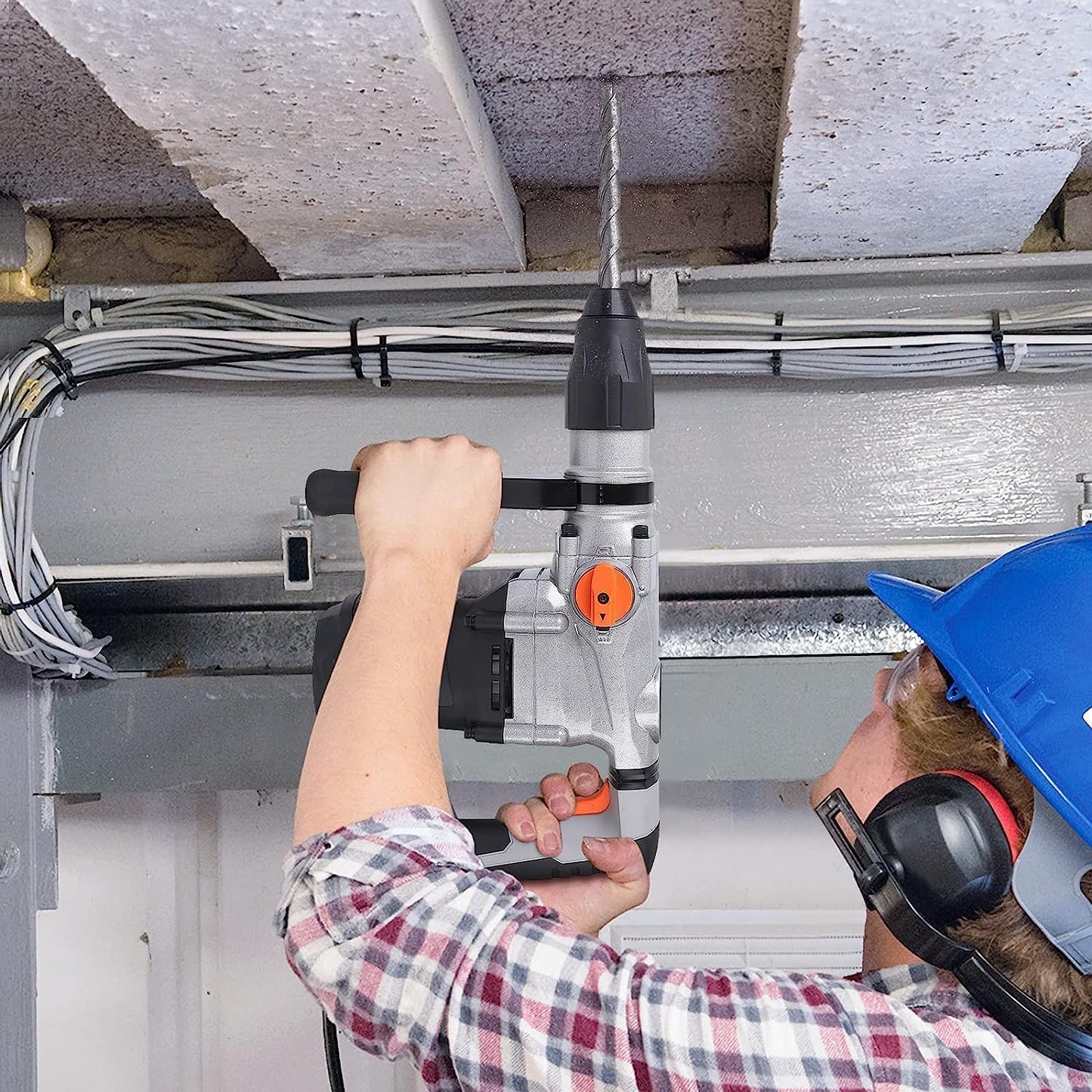 1600W Rotary Hammer Drill - 1-9/16", 13-Amp, 3600BPM, 9J - 3 Functions Demolition for Concrete, Stones, Brick walls - Includes Drill Bits, Point, Carrying Case