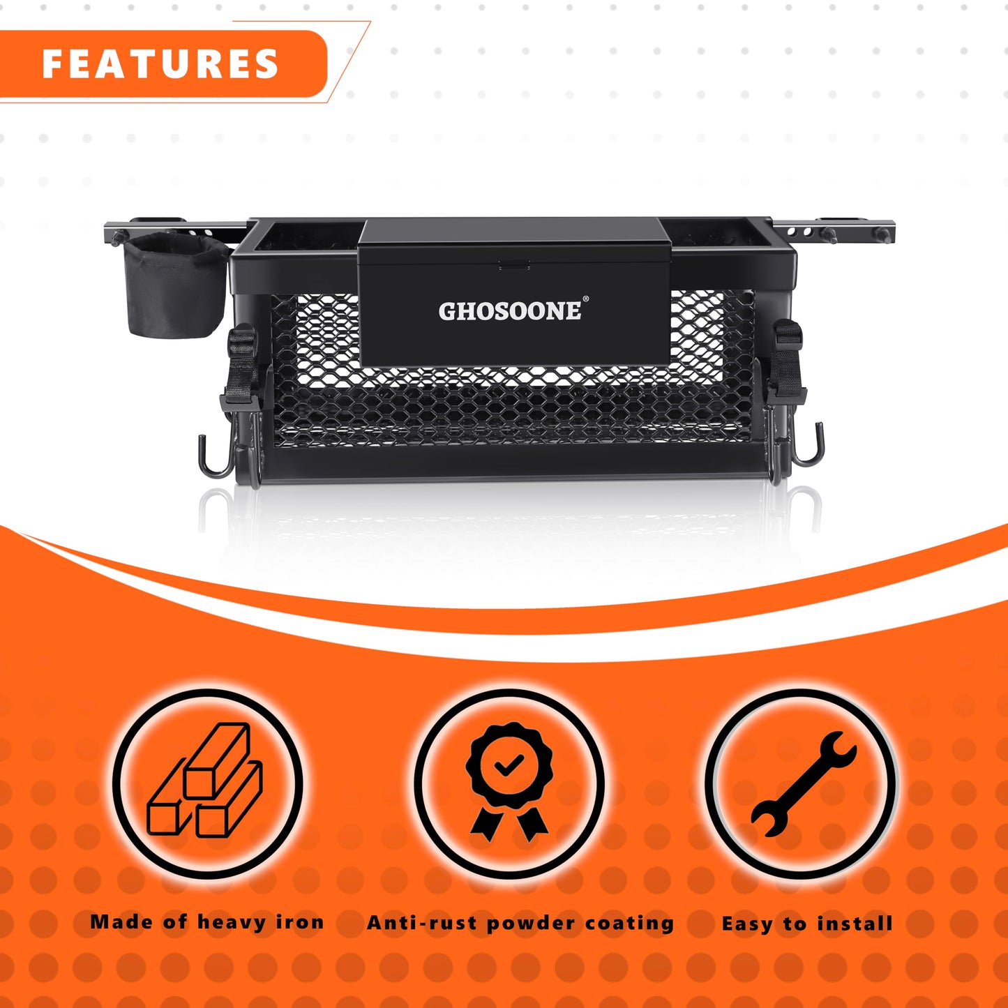 Heavy Duty Tractor Tool Box 24"x 10"x 10" Multi-Function Tractor Accessories, Suitable for Most Tractors and Zero Turn Mower