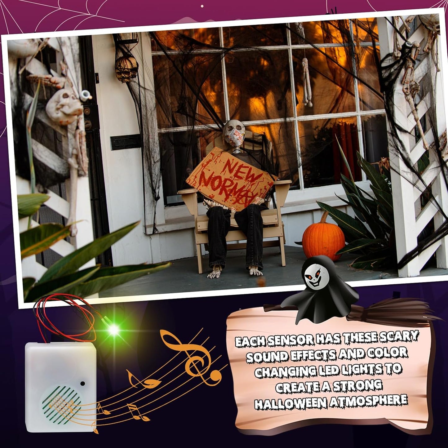Seenelling (2 Halloween Sound Sensor, Horror Tricky Scary Sound Speaker Machine Screaming Speaker for Halloween Indoor
