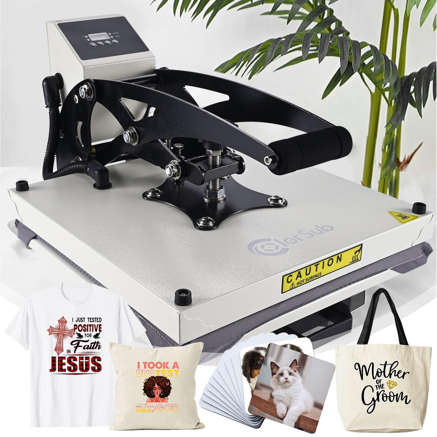 ColorSub Heat Press 15x15 inch Industrial Quality Heat Press Machine with Slide Out Drawer, Heat Press Machine for T Shirts, White