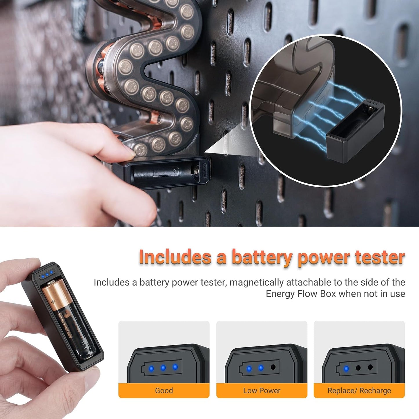 KIWIFOTOS 27 AA Battery Case Holder with Tester, Vertical Battery Organizer Dispenser for Kitchens, Home Offices