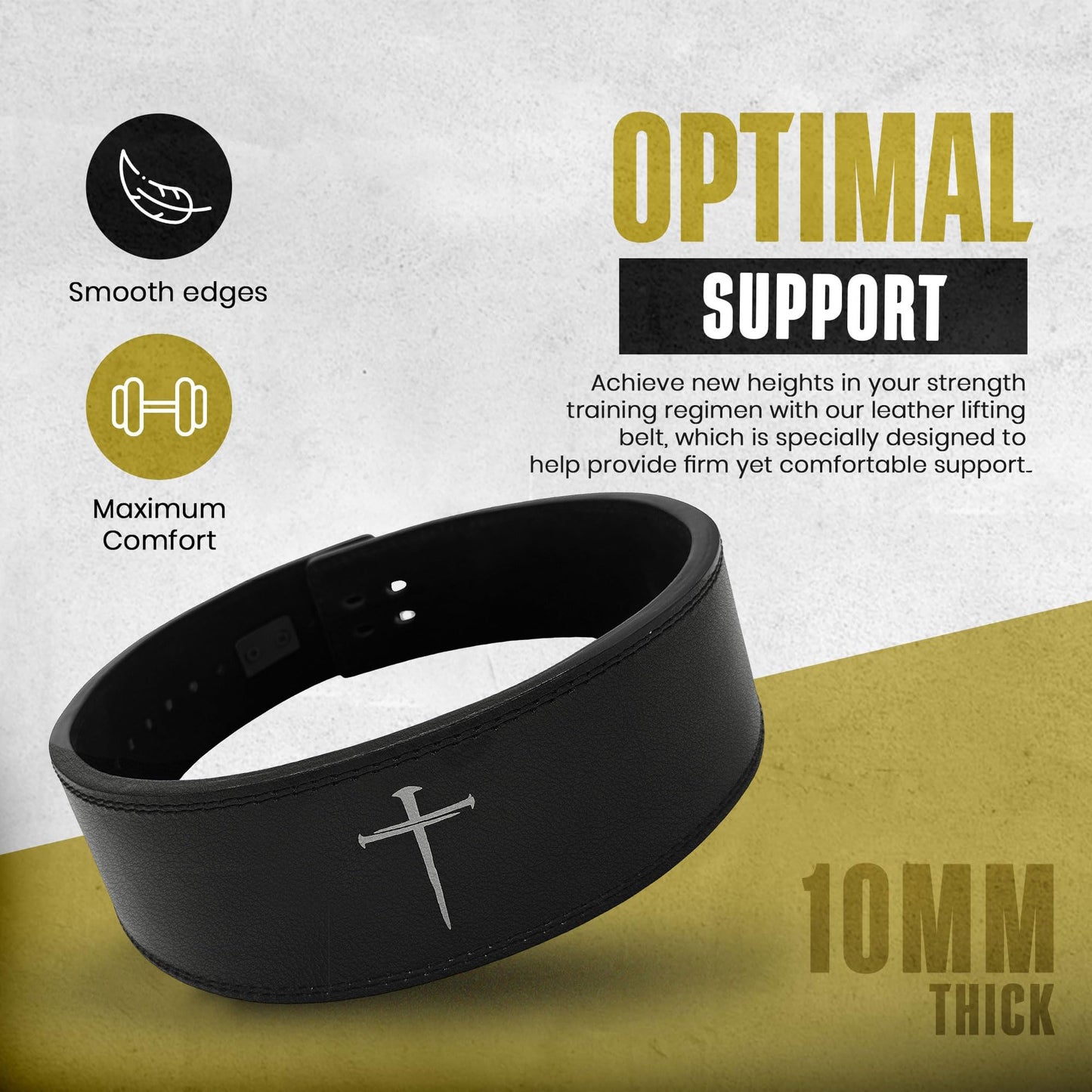 Christian Lever Weight Lifting Belt with Cross- 10mm Thick Leather Weightlifting Belt for Men & Women- Faith Lever Weight Belt for Men- Powerlifting Lever Gym Belt for Squat Deadlift Workout