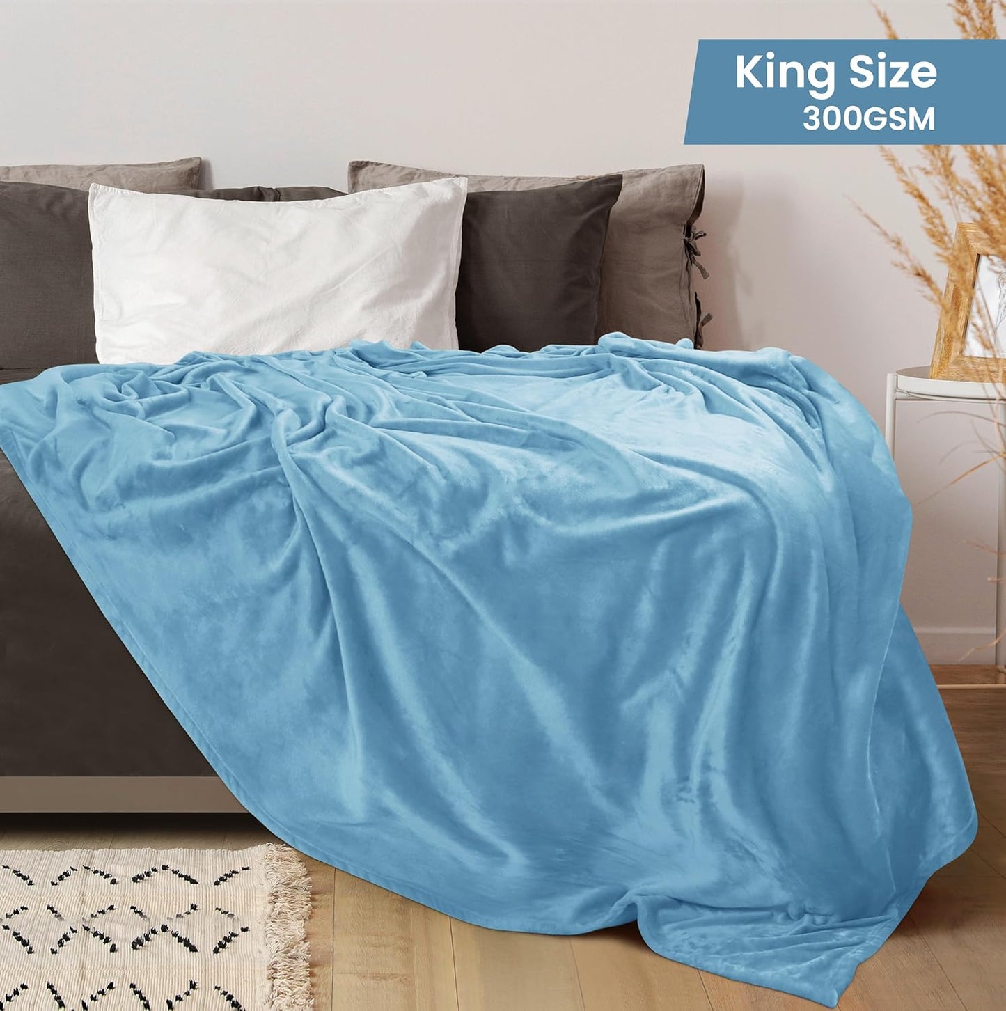 Utopia Bedding Fleece Blanket - King Size Luxury Soft Microfiber in Washed Blue (90x102 Inch)