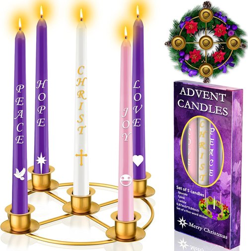 Advent Wreath | 5-Candle Holder Set with Candles & Rings | Festive Table Decoration for Christmas