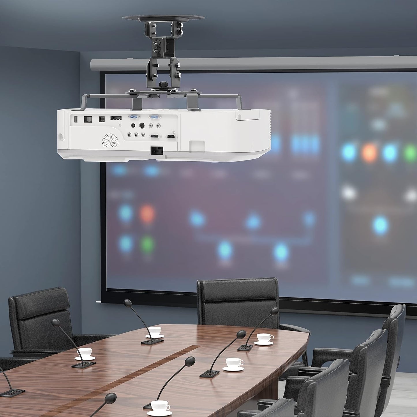 (PM-002-B), WALI Projector Ceiling Mount, Universal Low Profile Projector Mount with Retractable Arms and Multiple