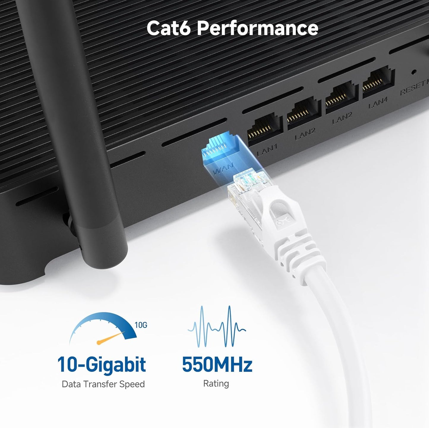 10Gbps 5-Pack 6 10ft, 6 Cat6 Cable Matters Snagless Cat Ethernet Cable - Cat Cable, Cord, Ethernet Cord, White