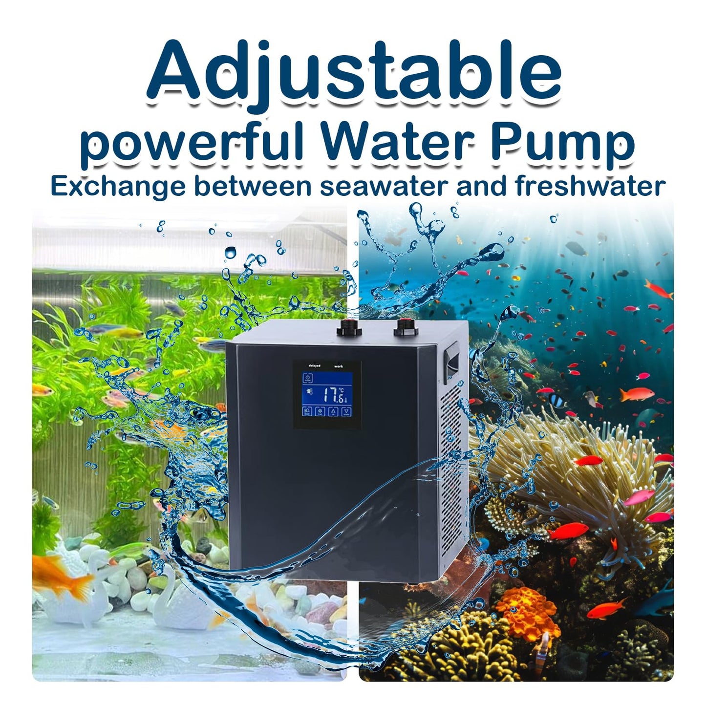 YAKUST 79 Gallon Aquarium Chiller, Fish Tank Chiller,1/3 HP Active Aqua Chiller for Axolotl, Aquarium Cooler with LED Display, Pipe, Water Pump, Remote Control