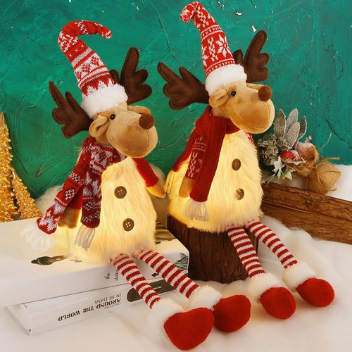 Juegoal Lighted Christmas Reindeers - 23 Inch Handmade Rudolph Elk Figurines | Battery Operated Holiday Decor