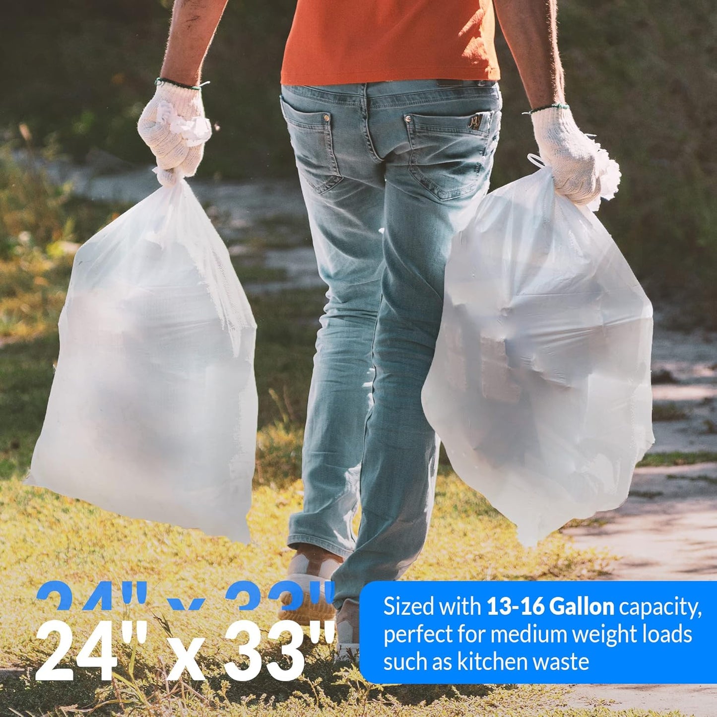 Reli. SuperValue 13 Gallon Trash Bags - 1000 Count Bulk | Clear Tall Kitchen Can Liners