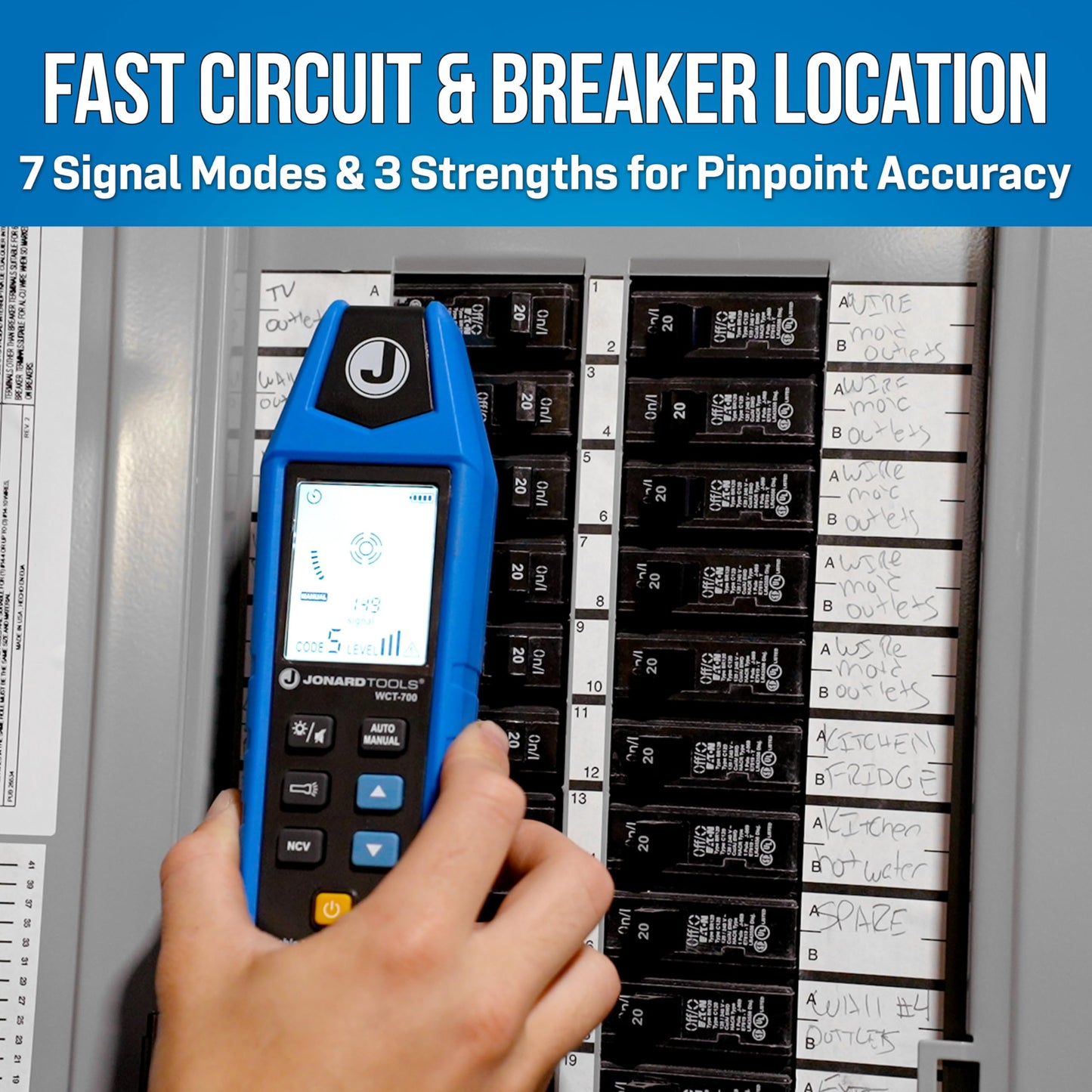 Jonard Tools WCT-700 Underground Wire Tracer and Circuit Finder- Trace Cables Up to 7 ft Underground, 1000 ft Long, Dual Backlit LCD Screens, Adjustable Sensitivity, CAT III 600V Rating