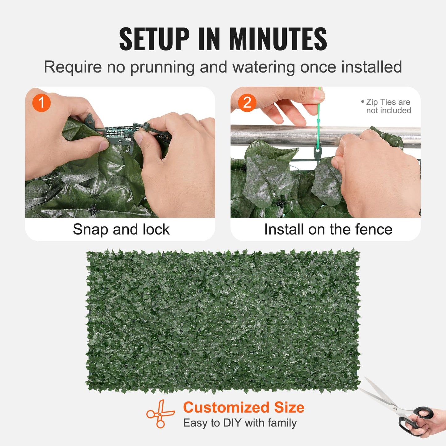 VEVOR Artificial Ivy Privacy Fence Screen, 59 x 118 in Faux Ivy Vine Leaf Hedges Fence, Greenery Privacy Fence with Mesh Cloth Backing, Green Wall Decoration for Outdoor Garden, Yard, Balcony