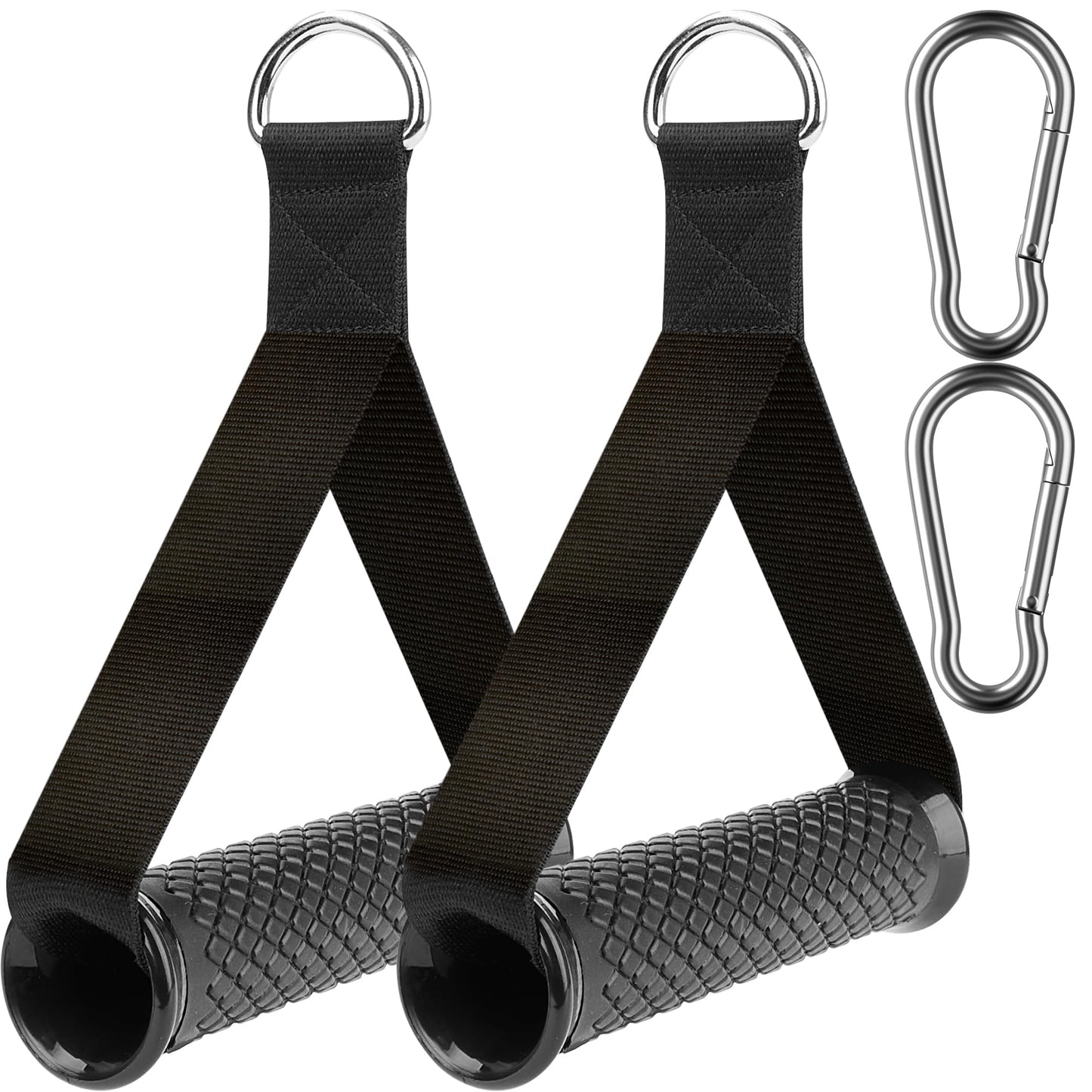 Ultra Heavy Duty Exercise Handles, Cable Handles Gym Equipment Attachment, Double D-Ring Grips, Encrypted Webbing, Design Non-Slip Comfort Grips