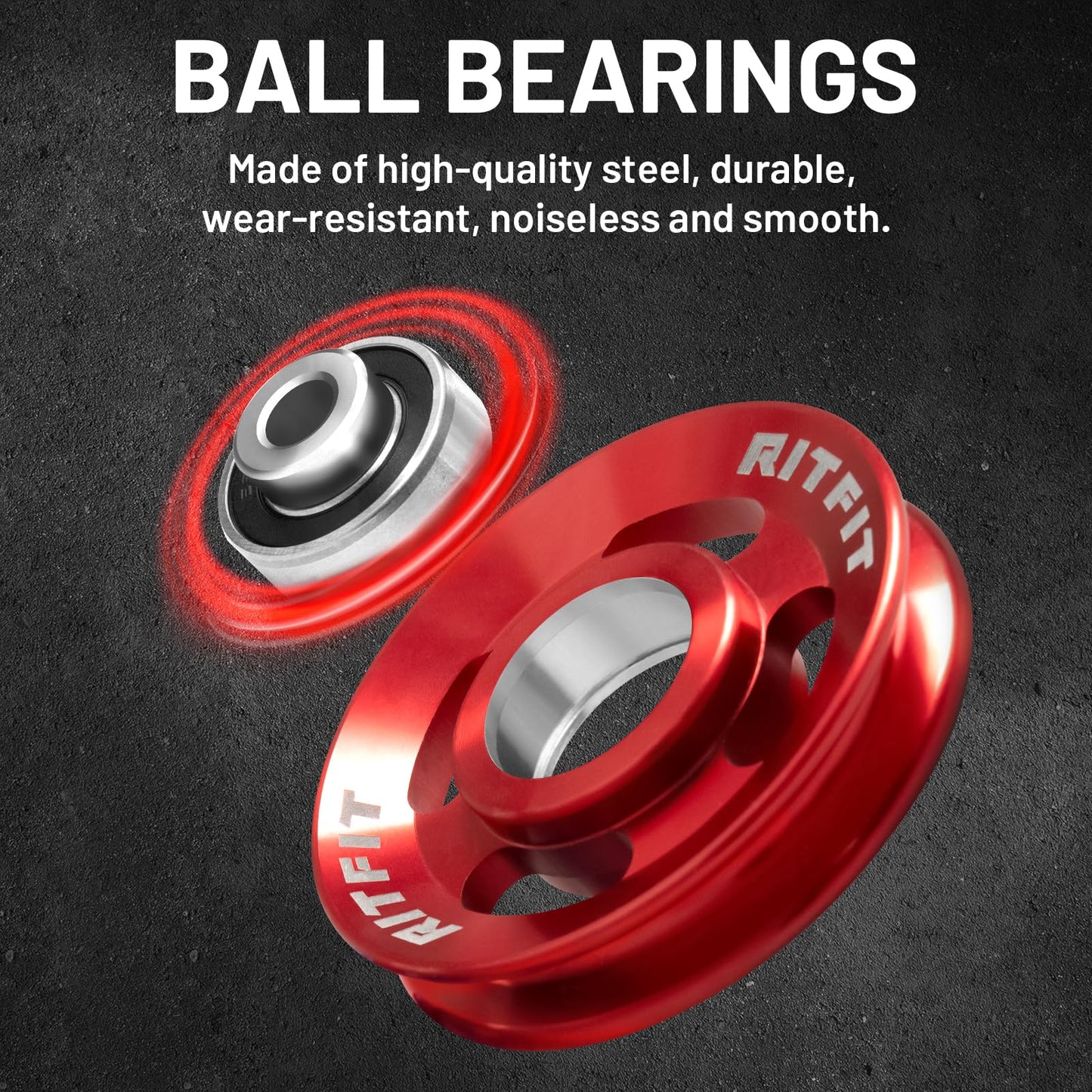 RitFit Aluminum Pulley Wheel for Gym Equipment, 2PCS/ 6PCS Set Power Rack Pulley Attachment, 90mm Aluminum Alloy Bearing Gym Pulley Wheel for Home Gym (red 6 pcs)