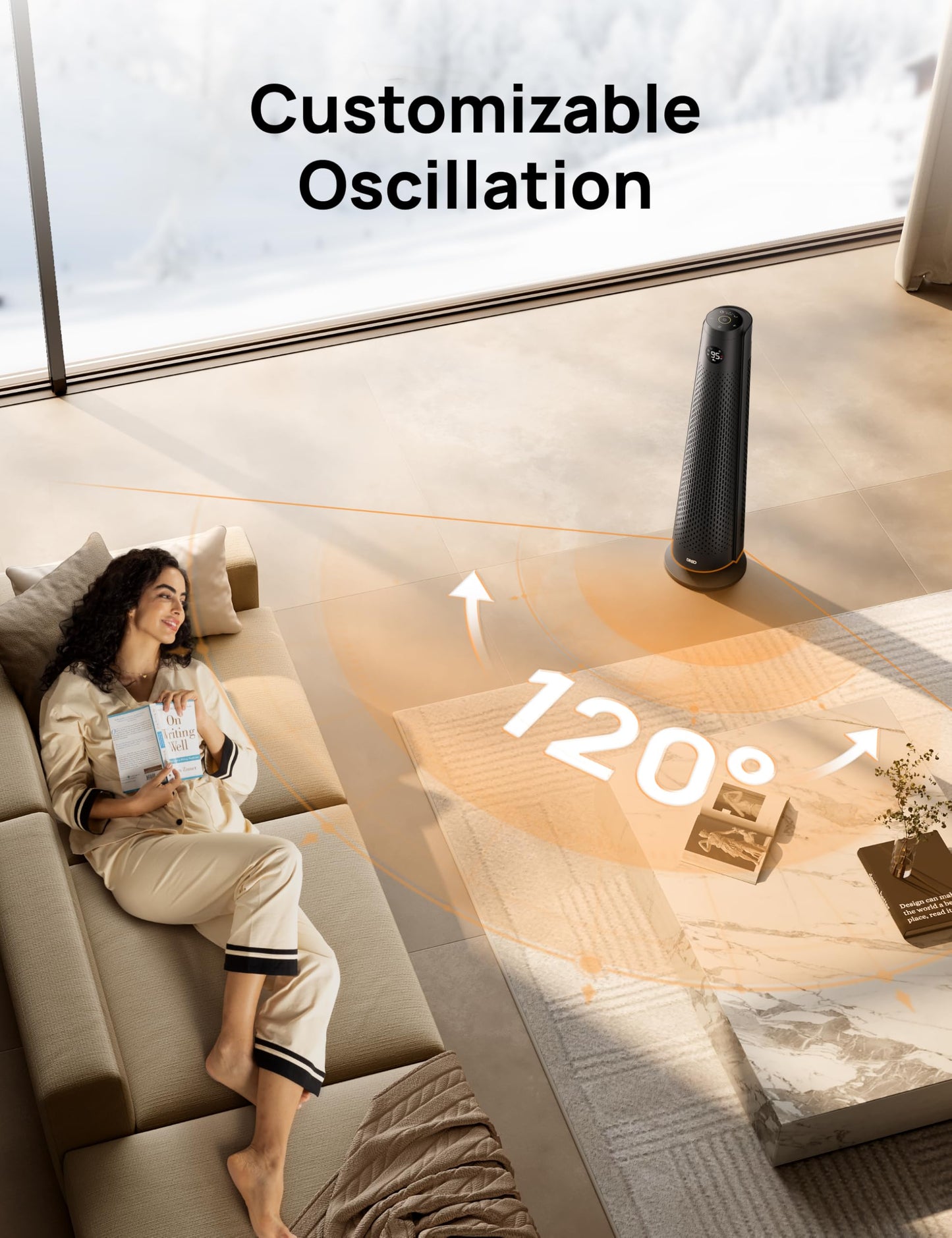 DREO Space Heater Large Room, 30" Electric Heaters with Remote, 120° Oscillation, Adjustable Thermostat, 5 Heat & 3 Fan levels, 8 Safety Protections, 25dB Quiet, 1-12H Timer, Heater for Office, Black