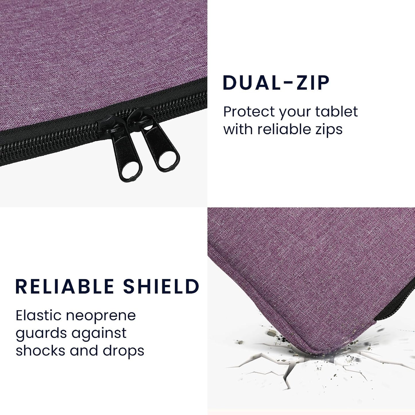 kwmobile 6" Fabric Protective Cover Compatible with eReader Cover - Fabric Cover for e-Reader with Zip - Lavender