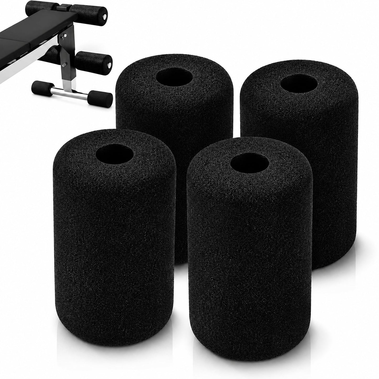 POPETPOP 4 Pcs Foot Foam Pads Rollers Replacement: Foam Foot Pad Rollers Tube Cover, Gym Replacement for Weight Bench, Leg Extension, Exercise Machine (Black)