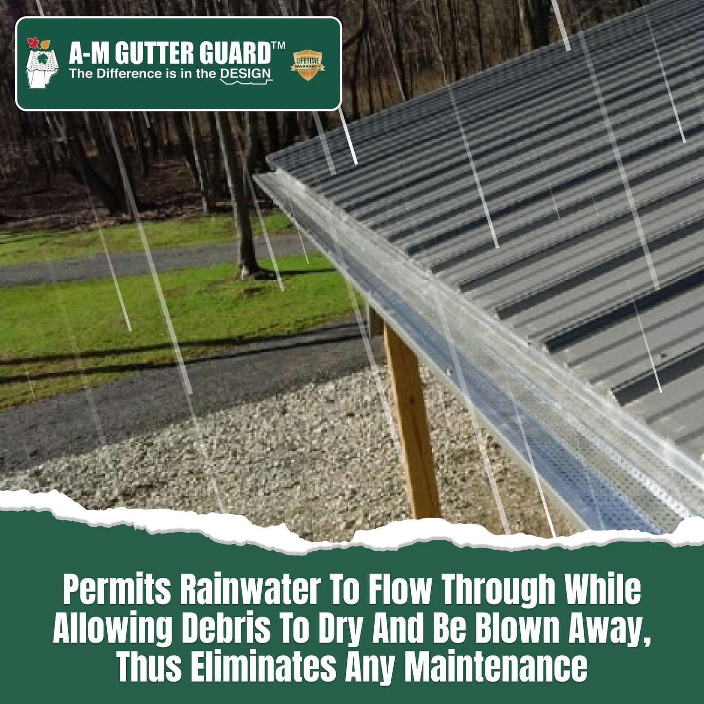 A-M Gutter Guard – Premium Heavy-Duty Lifetime Quality Aluminum - Leaf & Debris Protection, (5 Inch - 50 Feet, Mill Finish) - DIY Easy - Made in The USA