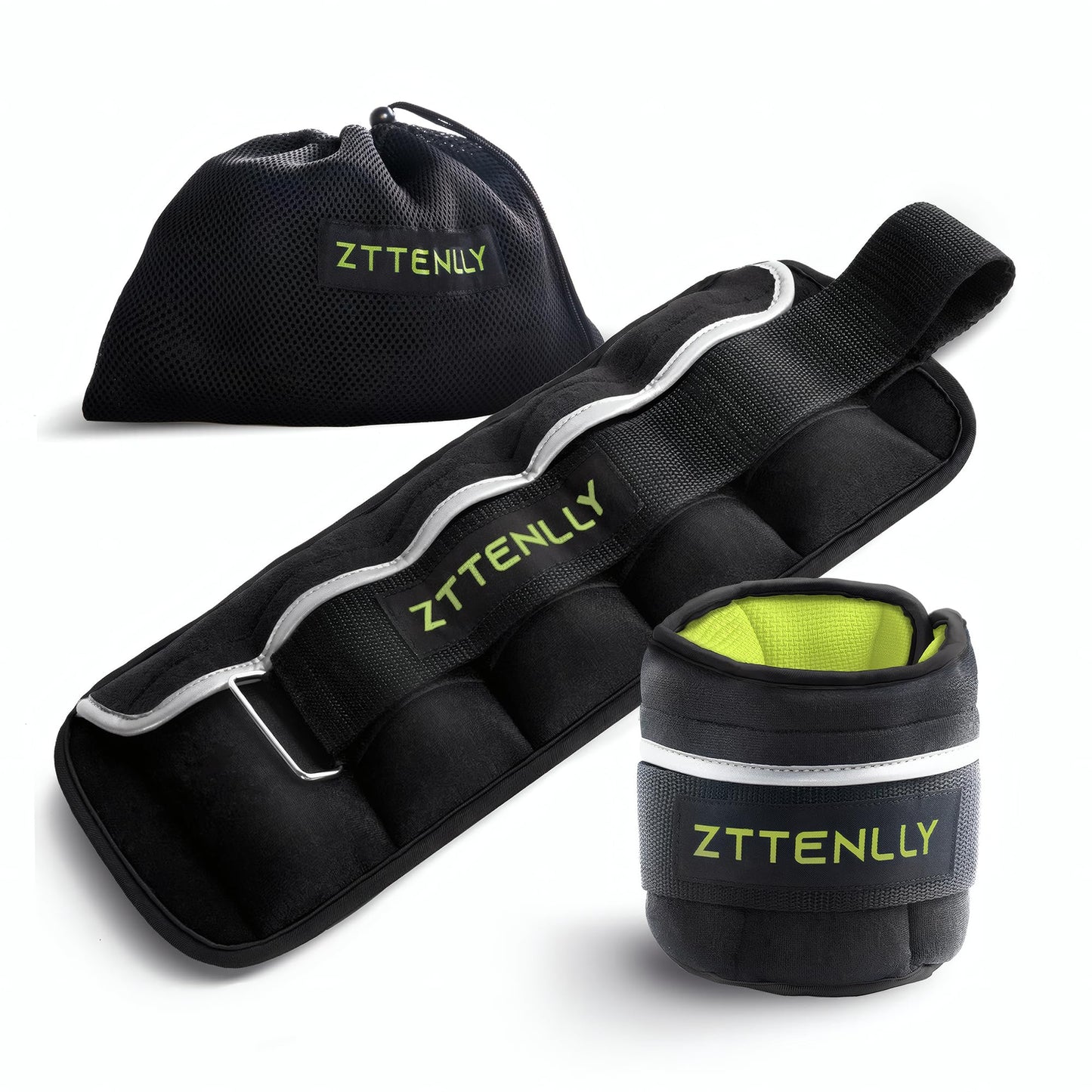 Adjustable Ankle Weights 1-5/10/15/20LBS Pair with Carry Bag - Breathable Fabrics, Reflective Trim - Strength Training Leg Wrist Arm Ankle Walking Weights Sets for Women Men Kids