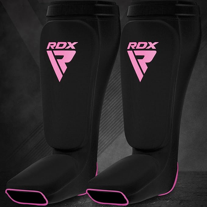 RDX Shin Guards Kickboxing Muay Thai, SATRA Approved, MMA Leg Instep Protection Pads, Sparring Training Martial Arts Boxing, Elasticated Padded Protector, Karate BJJ Taekwondo Gear, Men Women