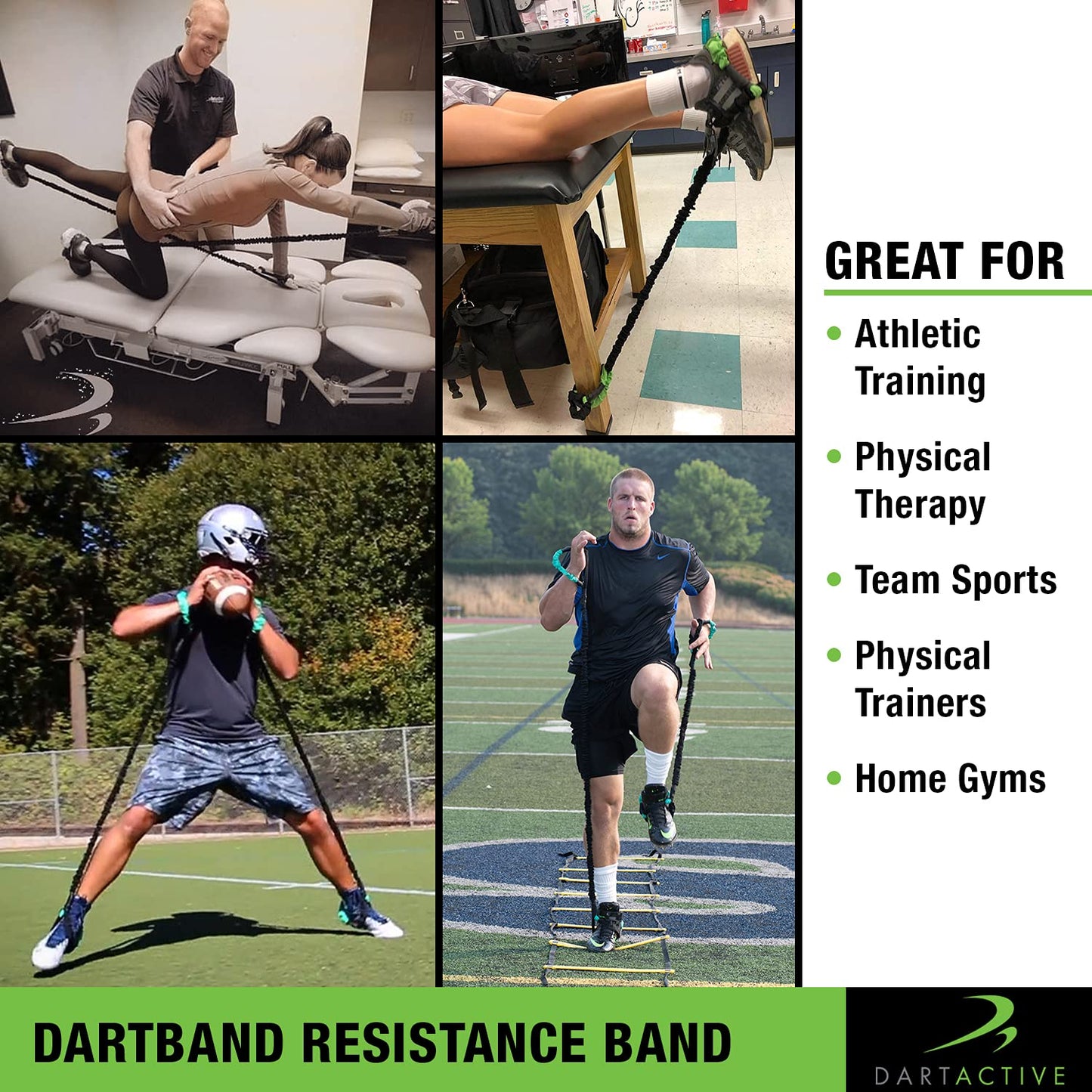 DartBand Premium Resistance Bands with Handles, Door Anchor, and Carabiner Clip for Athletic Training, Rehab, Strength Training, Yoga, Physical Therapy, Home Workout Solution - Light Resistance