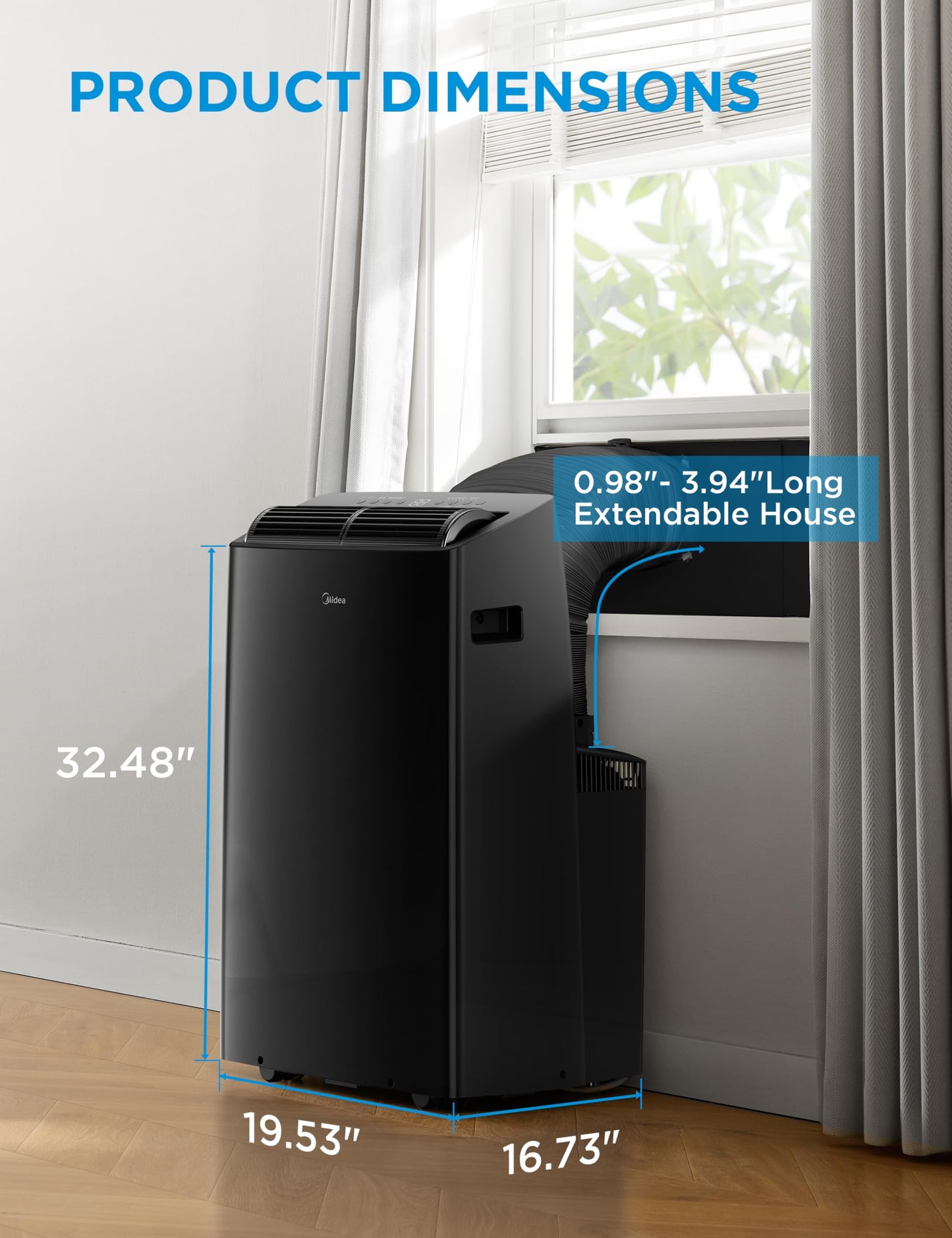 Midea Duo 14,000 BTU (12,000 BTU SACC) High Efficiency Inverter, Ultra Quiet Portable Air Conditioner, Cools up to 550 Sq.Ft., Works with Alexa/Google Assistant, Includes Remote & Window Kit, 2026 New