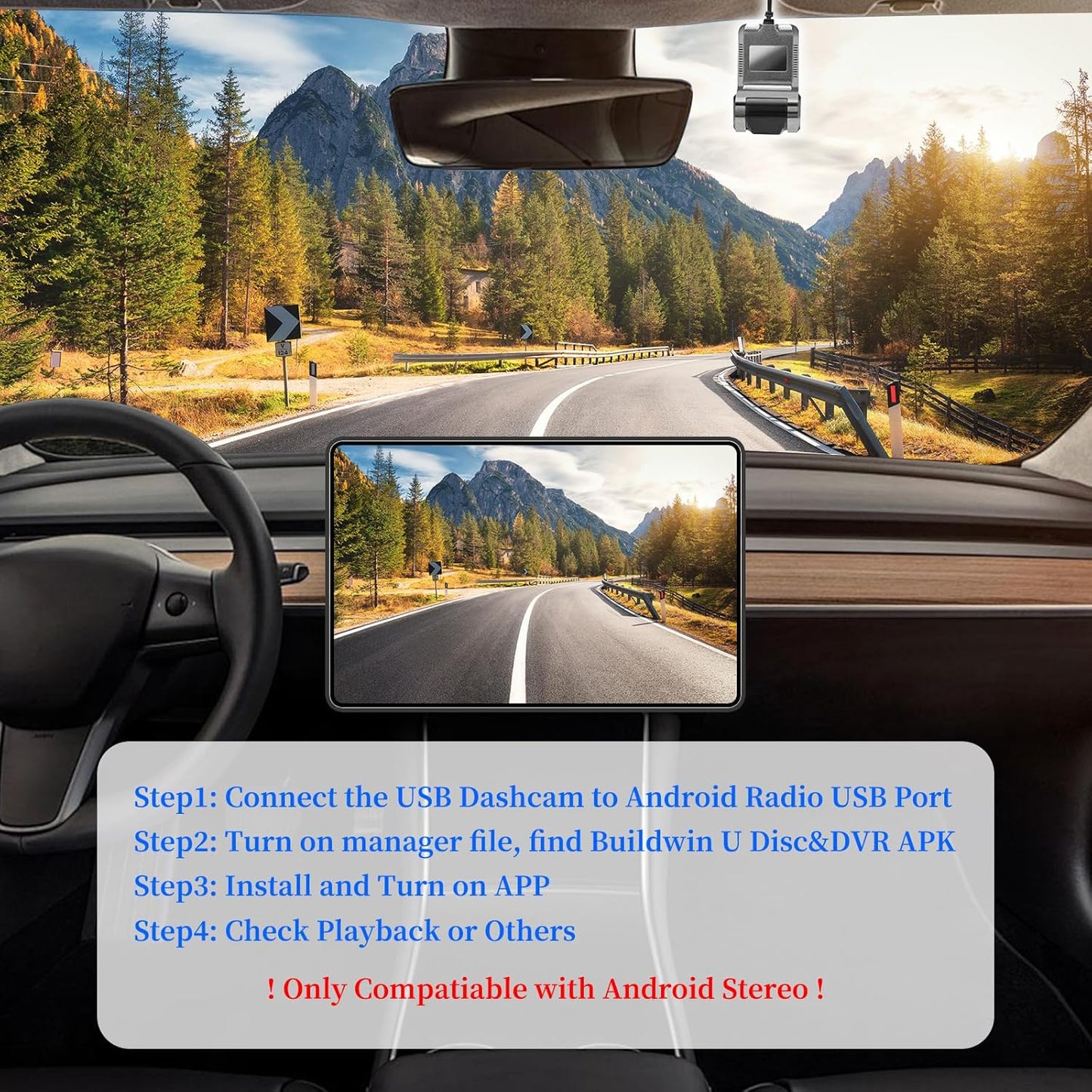 BINIZE 1080P Dash Camera, DVR Dual Car Driving Recorder with Loop Recording, Motion Detection, ADAS Distance Warning