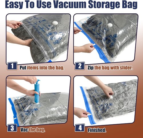 HIBAG Jumbo Vacuum Storage Bags - 12 Space-Saving Bags for Clothing, Comforters & Bedding
