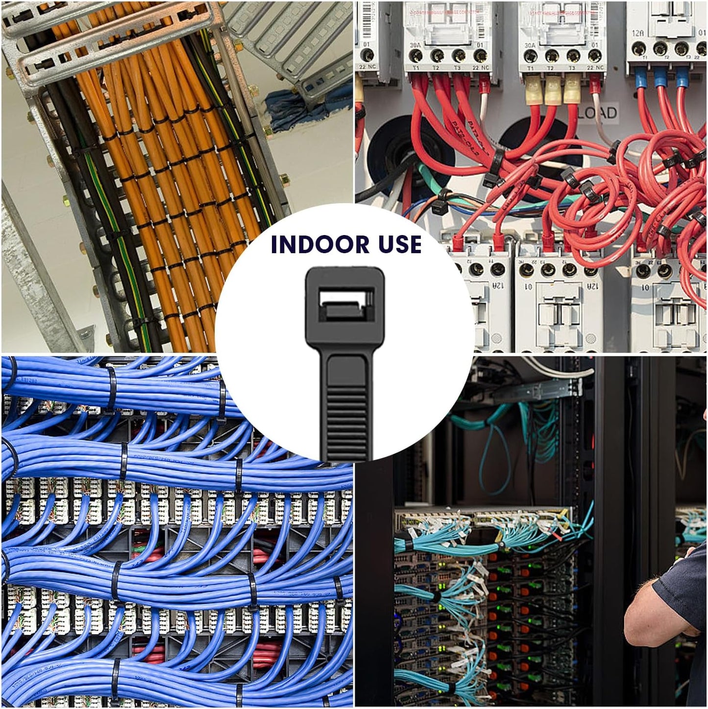 400 Pack (8+12+14+18Inch) 100lb Zip Ties Assorted Sizes, RAZCC Black Cable Ties, Self-Locking Plastic Wire Ties