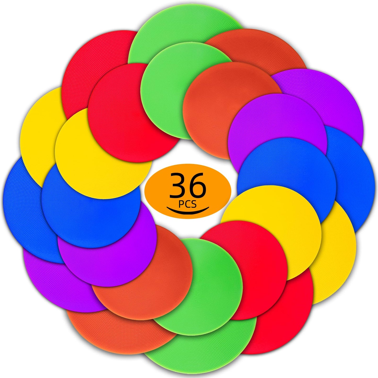 PIKZH 36 Pcs Poly Spot Markers 9 inch Non-Slip Rubber Agility Training Markers Floor Dots Flat Field Cones for Football Basketball Soccer School Exercise Drills Gym Dance Practice