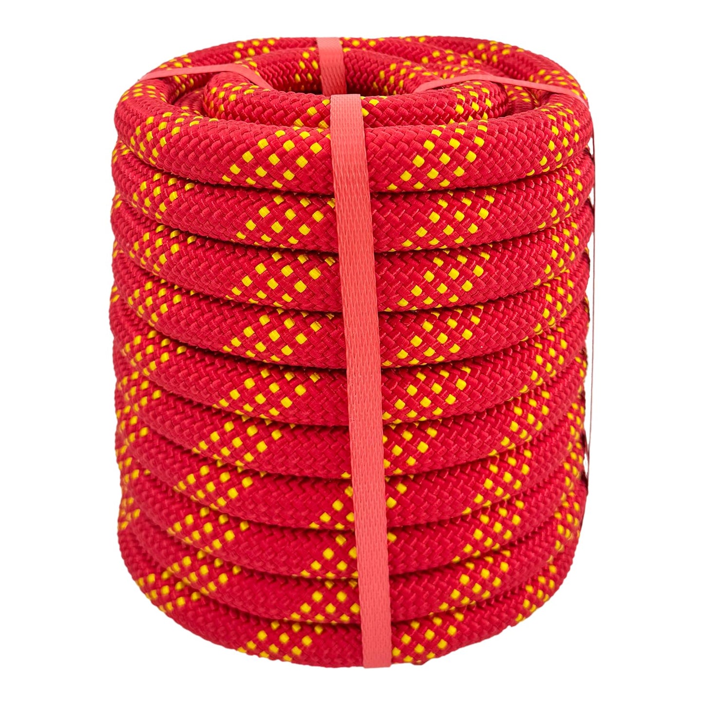 Glfcai Arborist Rope 3/4 Inch x 50 Ft, High Strength Polyester Bull Rope for Tree Rigging & Pulling, 48-Strand Braided Static Line for Heavy Duty Work, Red
