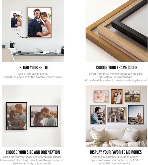 Kate and Laurel Custom Printed Wall Art - Personalized 12x16 Black Framed Photo Print for Bedroom or Living Room Decor