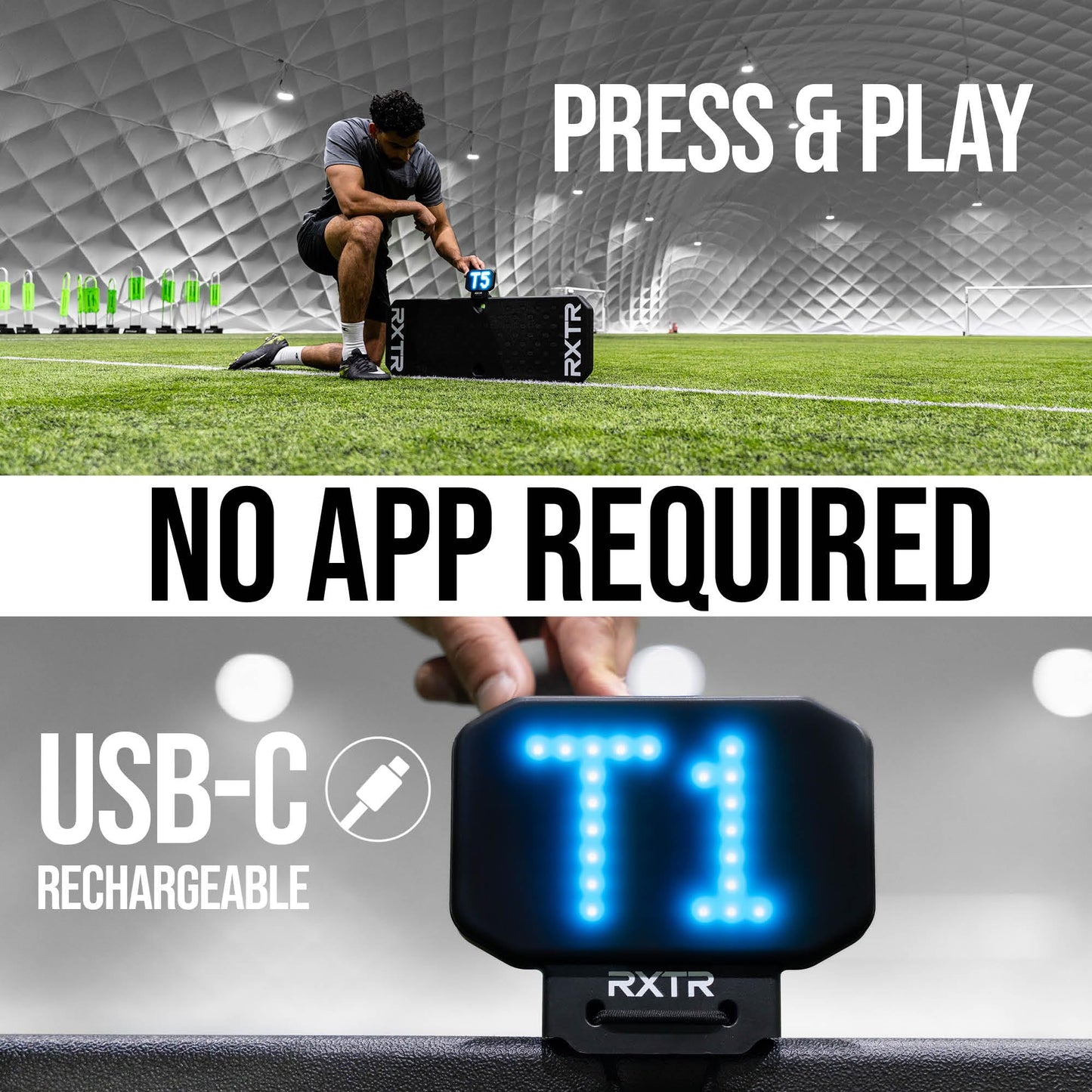 RXTR PRO Coach Soccer Training System - Smart Reaction Light & Soccer Rebound Board with Real-Time Scoring, 17 Pre-Programmed Drills, App-Free Training for All Skill Levels